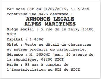 annonces legales alpes maritimes